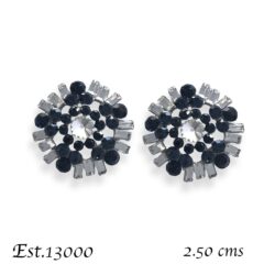 Aretes de noche plateados de cristal onix y negro