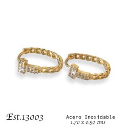 Aretes huggies dorados con cristales