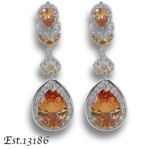 Aretes de noche plateados de cristal naranja