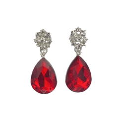 Arete de cristal de fiesta color rojo