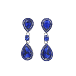 Arete de cristal de fiesta color azul rey