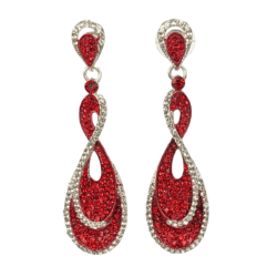 Aretes de noche christina collection Aretes largos de noche cristal rojo y plateado