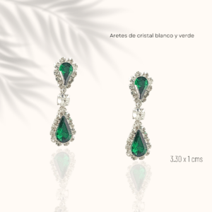 Aretes de noche cristal verdes y plateados