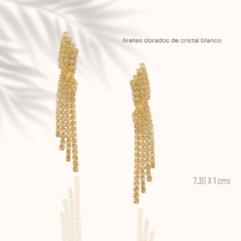 Aretes de noche largos dorados de cristal