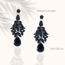 Aretes de noche largos negros de cristal  Christina Collection
