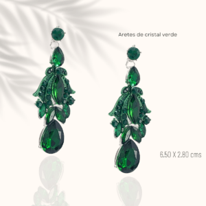 Aretes de noche largos verdes de cristal Christina Collection