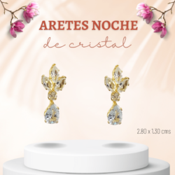 Aretes de noche dorados con cristales