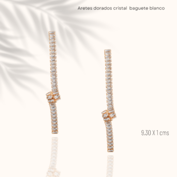 Aretes largo de noche dorados con cristal