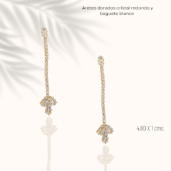 Aretes exquisitos largos de noche dorados cristal