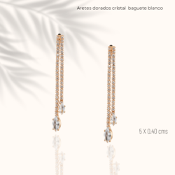 Aretes exquisitos largos de noche dorados cristal