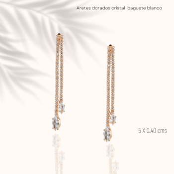 Aretes exquisitos largos de noche dorados cristal