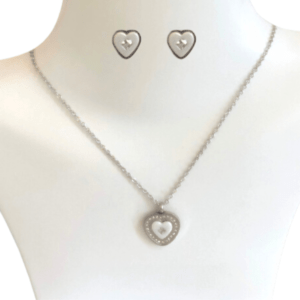 Collar y aretes con dijes de corazón /  collares de acero inoxidable para mujer