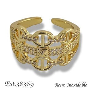 Anillo ajustable dorado cristales