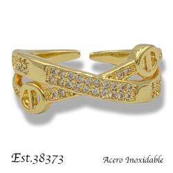 Anillo ajustable dorado cristales