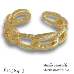 Anillo ajustable dorado estilo cadena