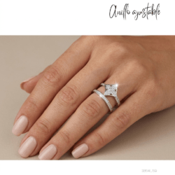 Anillo ajustable platedo acero inoxidable con cristales