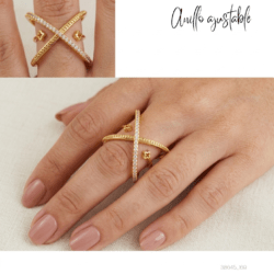 Anillo ajustable dorado en acero inoxidable