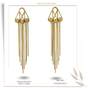 Aretes largo de moda dorado acero inoxidable 8.50 x 2 cms, Los aretes de moda para mujer en acero inoxidable son una excelente opción para quienes buscan combinar estilo y durabilidad. 