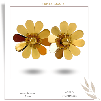 Aretes grandes de 5 cms en forma de flor de acero inoxidable, Los aretes de moda para mujer en acero inoxidable son una excelente opción para quienes buscan combinar estilo y durabilidad. 