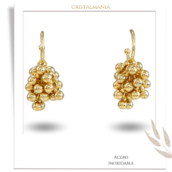 Aretes de moda dorados en forma de racimos en acero inoxidable, Los aretes de moda para mujer en acero inoxidable son una excelente opción para quienes buscan combinar estilo y durabilidad. 