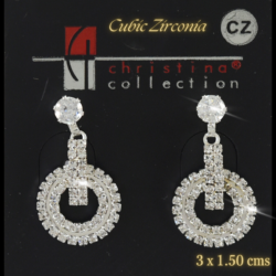 Aretes de noche cristal de cubic zirconia 3 x 1.50 cms plateados est 18350