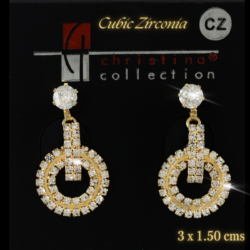 Aretes de noche cristal de cubic zirconia 3 x 1.50 cms dorados est 18351