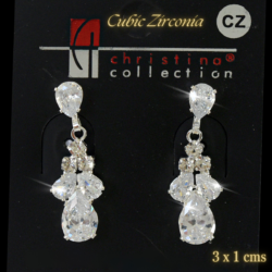 Aretes de noche cristal de cubic zirconia 3 x 1 cms plateados est 18352