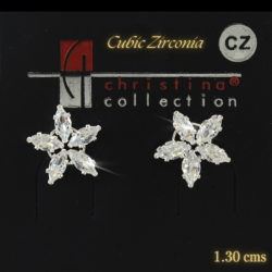 Aretes de noche cristal de cubic zirconia 1.30 cms plateados estrella est 18353