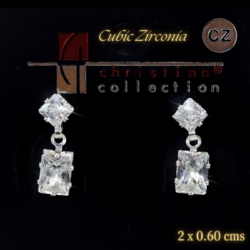 Aretes de noche cristal de cubic zirconia 2 x 0.60 cms plateados est 18354