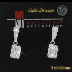 Aretes de noche cristal de cubic zirconia 2 x 0.60 cms plateados est 18355