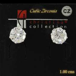 Broquel de noche cristal cubic zirconia 1 cms plateados est 18357