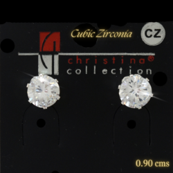 Broquel de noche cristal cubic zirconia 0.90 cms plateados est 18358