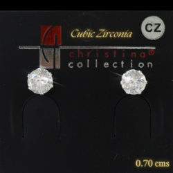 Broquel de noche cristal cubic zirconia 0.70 cms plateados est 18359