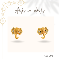 Aretes en forma de elefante color dorado 1.20 cm - joyería con elefantes
