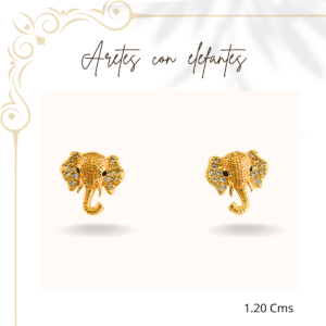 Aretes en forma de elefante color dorado 1.20 cm - joyería con elefantes