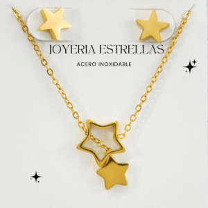 Collar corredizo con dijes de estrellas que además de su atractivo estético y su resistencia, los collares de acero inoxidable son versátiles y se adaptan a diferentes estilos y ocasiones.