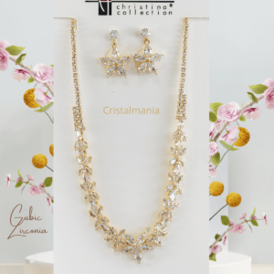 Collar y aretes de cristal Cubic Zirconia dorado marca Christina Collection