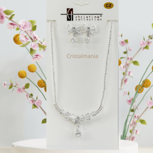 Collar y aretes plateados de cristal Cubic Zirconia Christina Collection