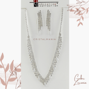 Collar y aretes plateados de cristal Cubic Zirconia Christina Collection