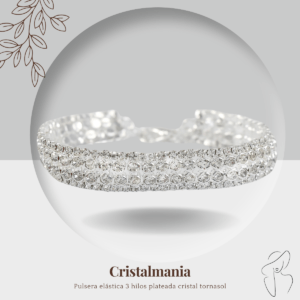 Pulsera plateada ajustable con cristales