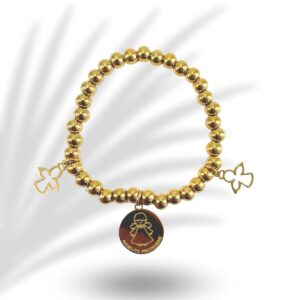 Pulsera ajustable dorada con angeles de acero inoxidable.