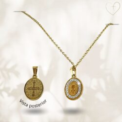 Medalla de San Benito dorado en acero inoxidable, Collar con dije del san benito acero inoxidable, joyeria religiosa, bisuteria con cruces, cruz, medalla San Juditas, medallita con el espiritu Santo