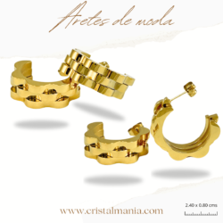 Aretes de moda en acero inoxidable 2.40 x 0.80 cms. Aretes de moda para mujer color oro
