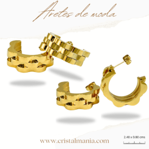 Aretes de moda en acero inoxidable 2.40 x 0.80 cms. Aretes de moda para mujer color oro