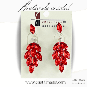 Aretes de noche plateados cristal rojo 4.50 x 1.50 cms. Los aretes de noche con cristales son una elección elegante y sofisticada para cualquier ocasión especial. Estos accesorios son perfectos para agregar un toque de brillo y glamour a tu atuendo nocturno, ya sea una cena formal, una fiesta o un evento social