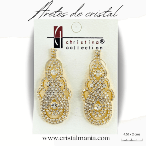 Aretes de noche dorados con cristal 4.50 x 2 cms. Los aretes de noche con cristales son una elección elegante y sofisticada para cualquier ocasión especial. Estos accesorios son perfectos para agregar un toque de brillo y glamour a tu atuendo nocturno, ya sea una cena formal, una fiesta o un evento social