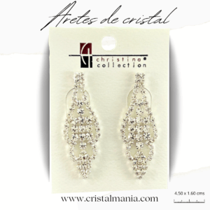 Aretes de noche plateados con cristal 4.50 x 1.60 cms. Los aretes de noche con cristales son una elección elegante y sofisticada para cualquier ocasión especial. Estos accesorios son perfectos para agregar un toque de brillo y glamour a tu atuendo nocturno, ya sea una cena formal, una fiesta o un evento social