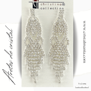 Aretes de noche plateados con cristal blanco 7 x 2 cms. Los aretes de noche con cristales son una elección elegante y sofisticada para cualquier ocasión especial. Estos accesorios son perfectos para agregar un toque de brillo y glamour a tu atuendo nocturno, ya sea una cena formal, una fiesta o un evento social