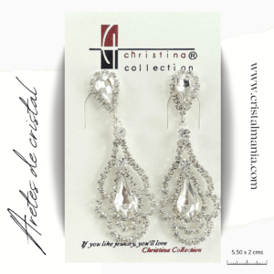 Aretes de noche plateados con cristal blanco 5.50 x 2 cms. Los aretes de noche con cristales son una elección elegante y sofisticada para cualquier ocasión especial. Estos accesorios son perfectos para agregar un toque de brillo y glamour a tu atuendo nocturno, ya sea una cena formal, una fiesta o un evento social