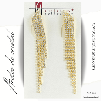 Aretes de noche dorados con cristal blanco 7 x 1 cms. Elegir los aretes adecuados puede transformar por completo tu atuendo nocturno, añadiendo un toque de sofisticación y elegancia. Al elegir tus aretes, considera el estilo de tu vestido y el peinado que llevarás para asegurarte de que todo el conjunto esté en armonía. ¡Disfruta de tu noche con el brillo perfecto!